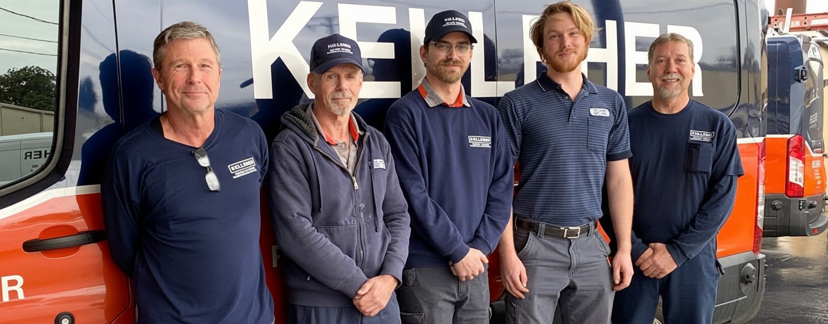 Kelleher electricians with a company van